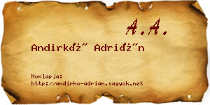 Andirkó Adrián névjegykártya